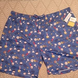 Peanuts Character Print Blue Board Shorts